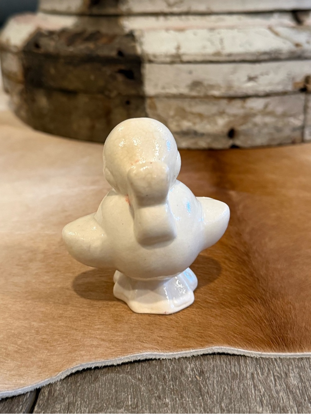 Miniature Vintage Ceramic Duck Planter in Cream - Decorative Home Accent - Picture 7 of 12